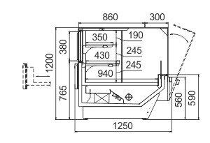 Схема кондитерской витрины Missouri Enigma MC 125 patisserie OS 120-DLM