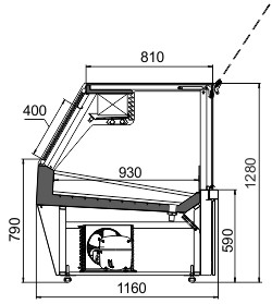 Схема холодильной витрины для мяса Missouri AC 120 meat PS 130-SLA