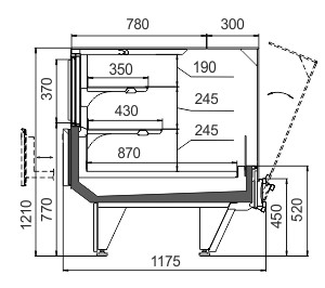 Схема кондитерской витрины Missouri cold diamond MC 115 patisserie PS