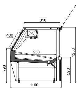Схема холодильной витрины для мяса Missouri MC 120 meat PS 130-SLM