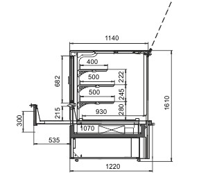 Схема кондитерской витрины Missouri MC 120 patisserie PS 160-DLM